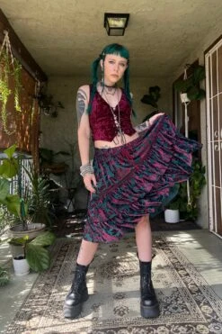 Louisa May Velvet Burnout Ruffle Skirt 27 Louisa May Velvet Burnout Ruffle Skirt -TUNNEL Vision Outlet sD