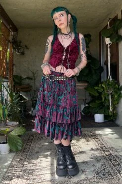 Louisa May Velvet Burnout Ruffle Skirt 28 Louisa May Velvet Burnout Ruffle Skirt -TUNNEL Vision Outlet sDVzx