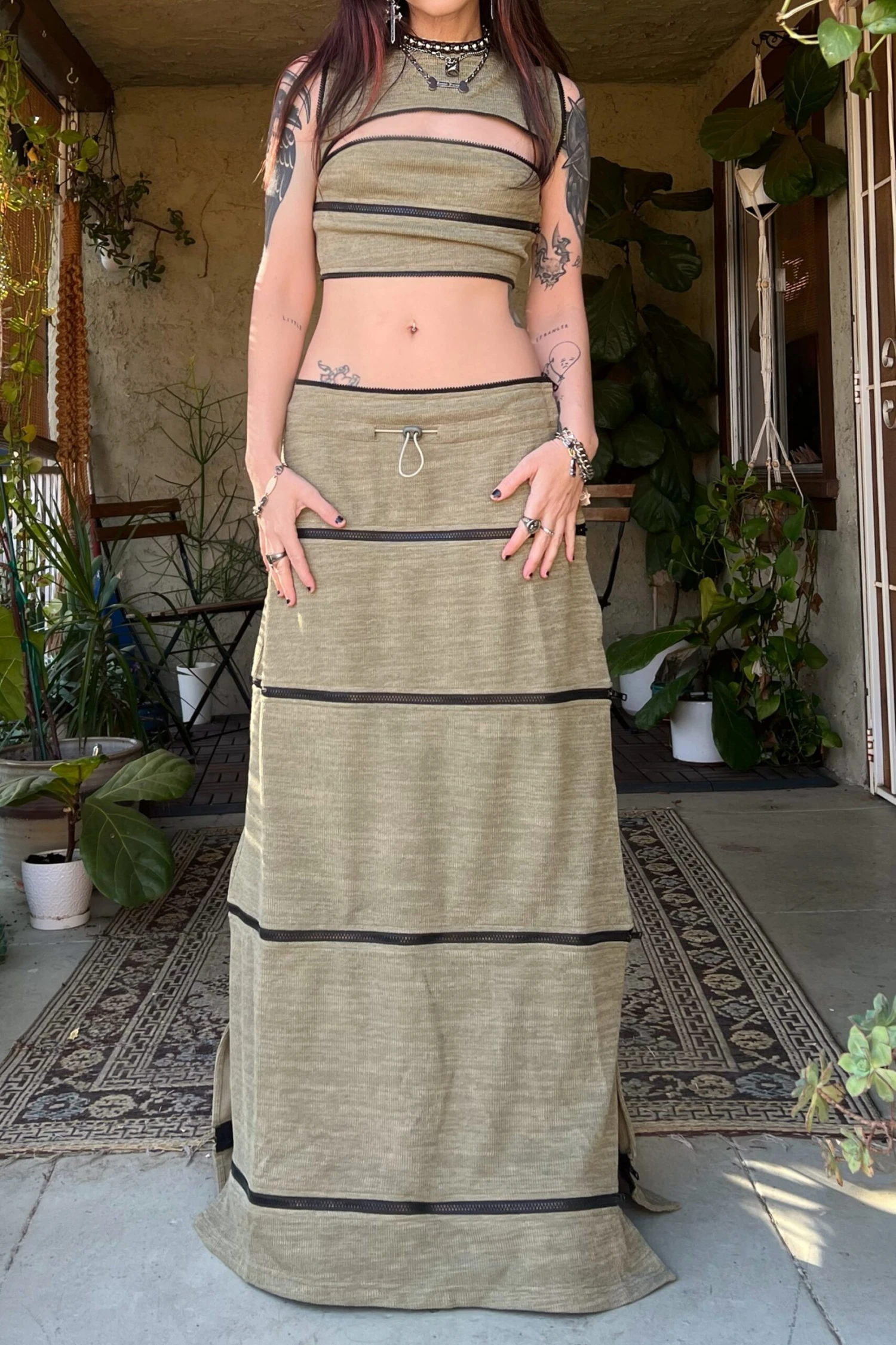 40-in-1 Olive Green Zip-Off Convertible Dress 4 40-in-1 Olive Green Zip-Off Convertible Dress - Image 2