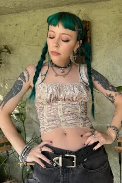 Lexi Cream Velvet Burnout Grommet Top 25 Lexi Cream Velvet Burnout Grommet Top -TUNNEL Vision Outlet sjdKBV