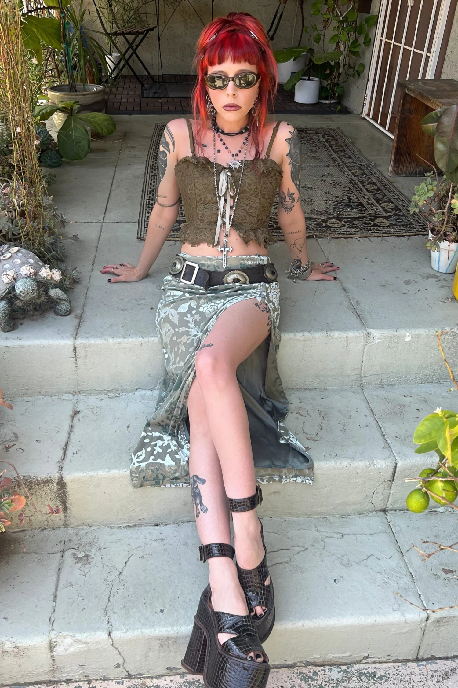 Siren Sage Green High Slit Skirt 5 Siren Sage Green High Slit Skirt - Image 3