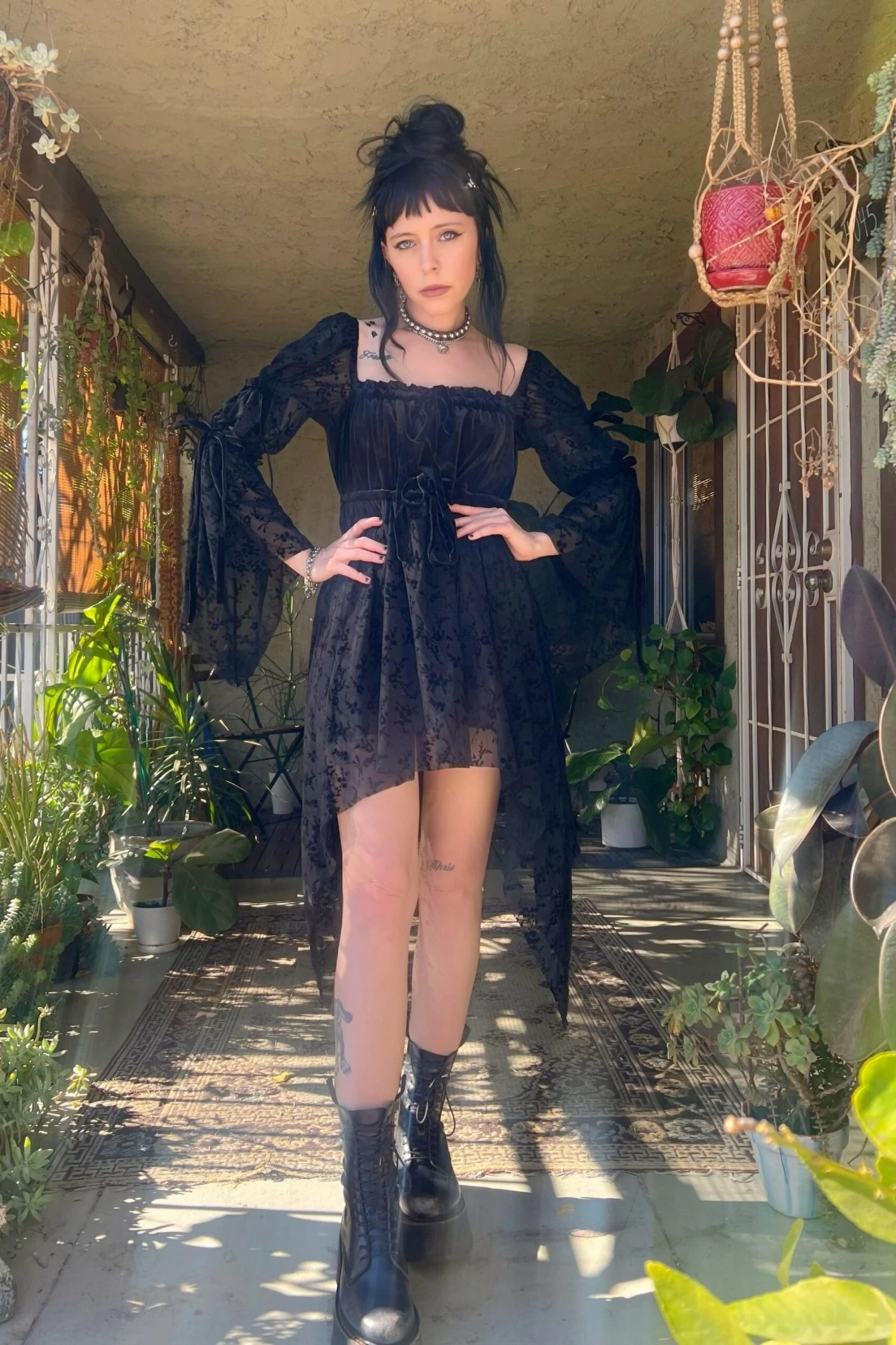 Desdemona Black Velvet Mix Dress 7 Desdemona Black Velvet Mix Dress - Image 5